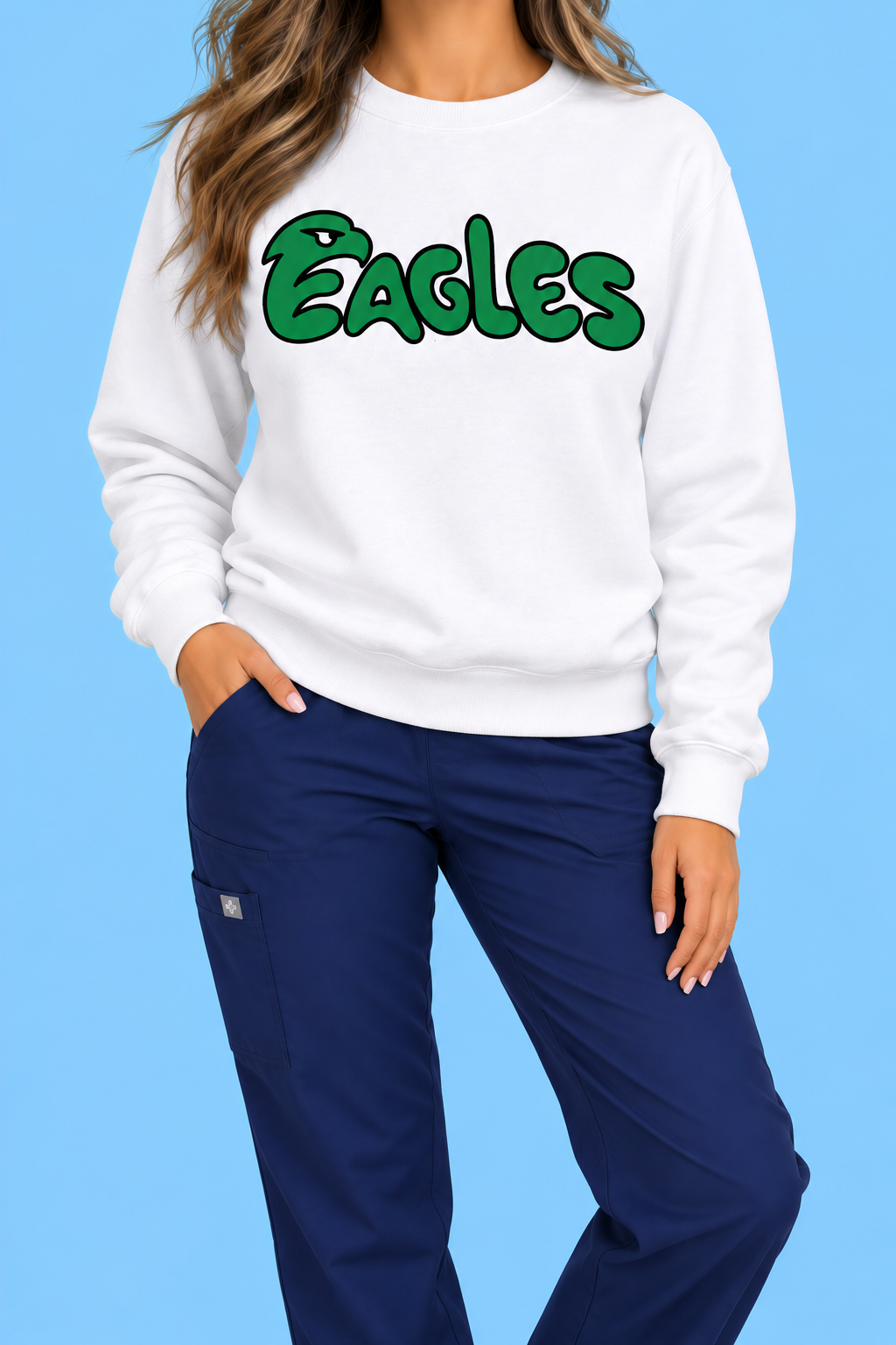 EAGLES Graphic Crewneck — White