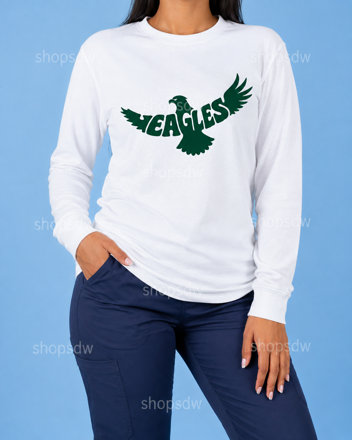 Eagles Wordmark Eagle Crewneck — White