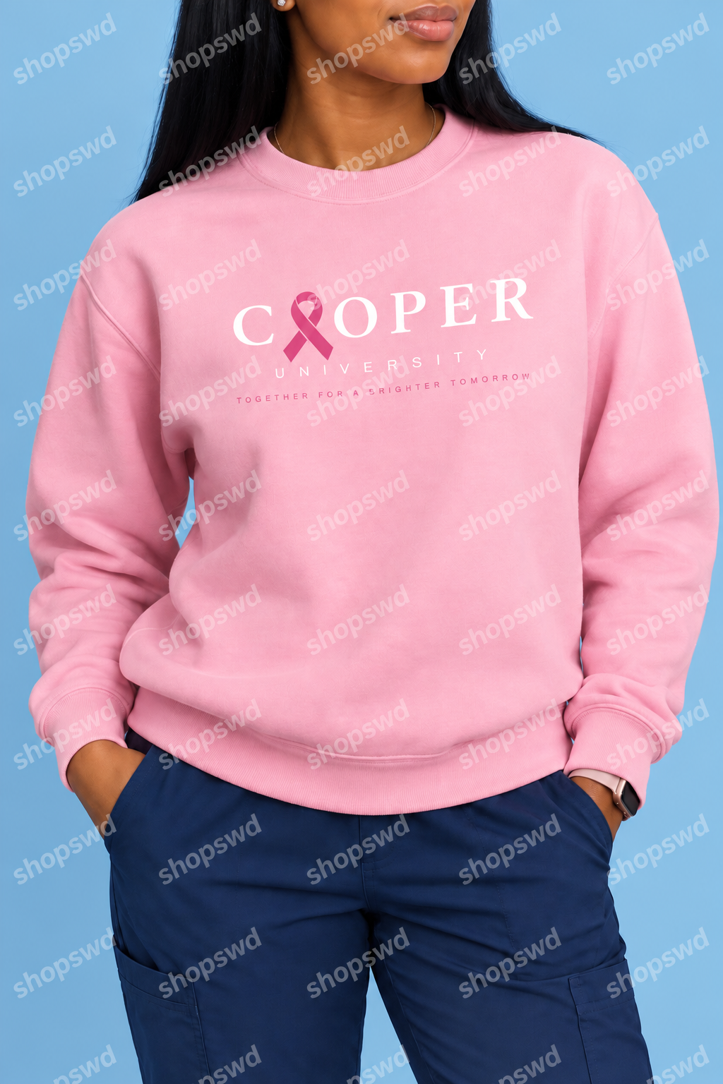 Cooper University Breast Cancer Awareness Crewneck — Pink