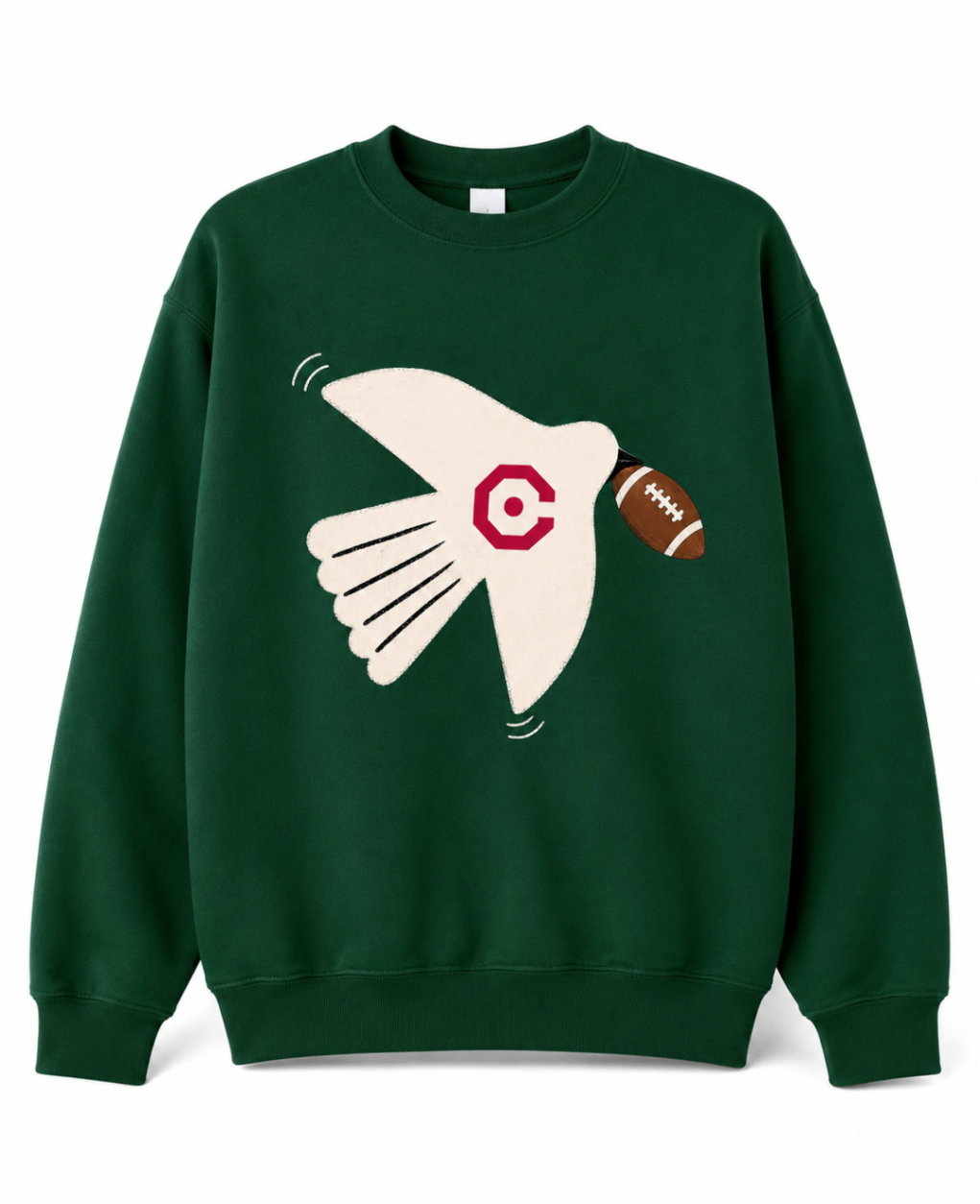 Bird & Football Graphic Crewneck — Green