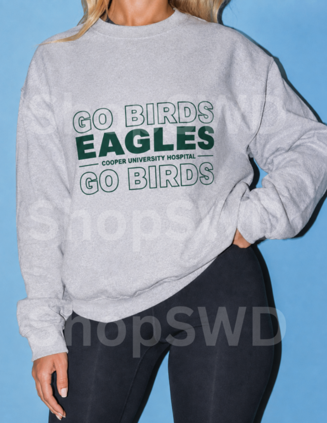 Go Birds Eagles Crewneck — Sport Grey