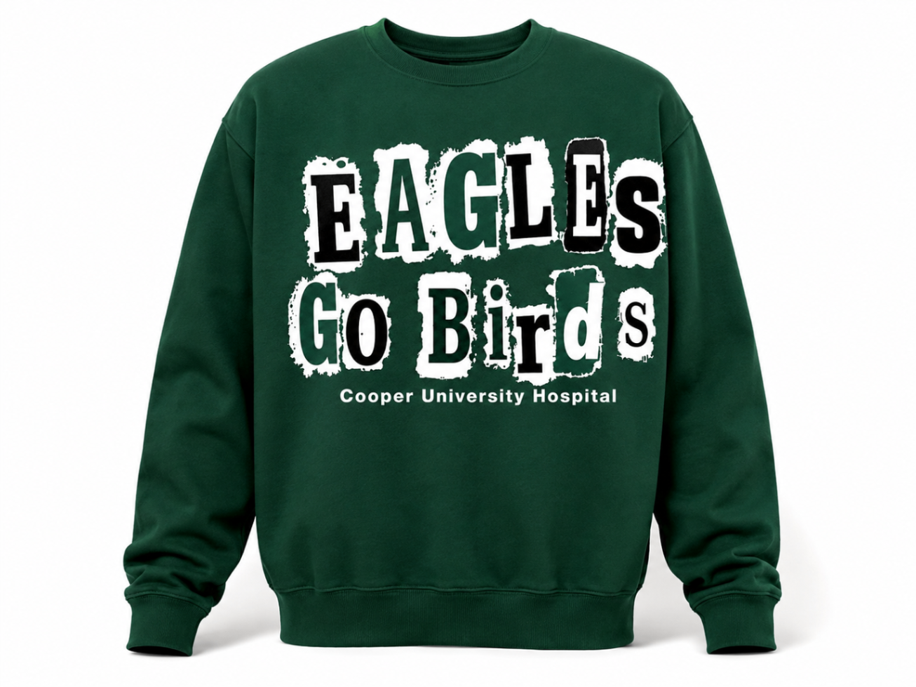 Eagles Go Birds Crewneck — Forest Green